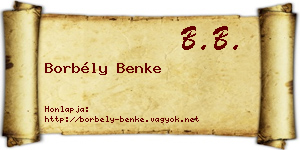 Borbély Benke névjegykártya
